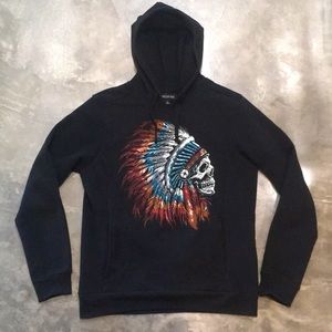 Native American skull & headdress hoodie